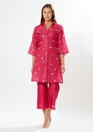 Meadow-La Vie Pink Tunic And Pant Set-INDIASPOPUP.COM