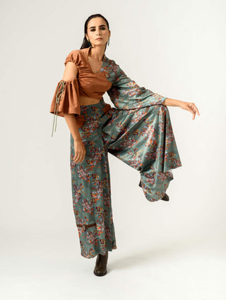 Siddhant Aggarwal-Binary Print Flared Trousers-INDIASPOPUP.COM