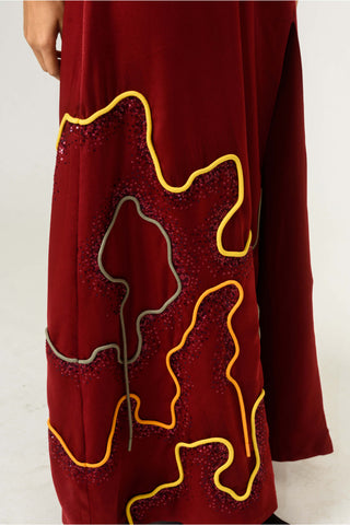Siddhant Aggarwal-Deep Red Embroidered Gown-INDIASPOPUP.COM