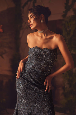 Lucent navy blue mermaid gown