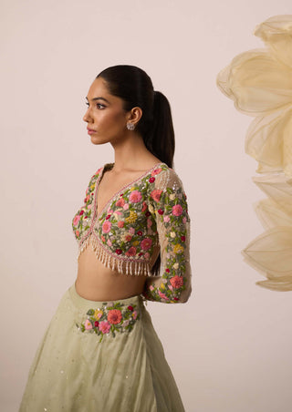 Lupin Pistachio Green Lehenga Set by Roqa available on Indiaspopup.com