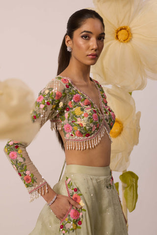 Lupin Pistachio Green Lehenga Set by Roqa available on Indiaspopup.com