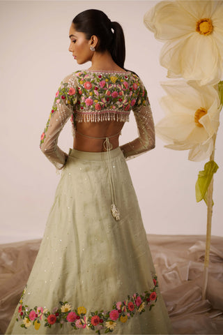 Lupin Pistachio Green Lehenga Set by Roqa available on Indiaspopup.com