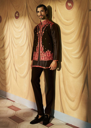 Chinaré black bundi and kurta set