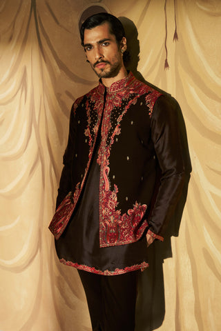 Chinaré black bundi and kurta set