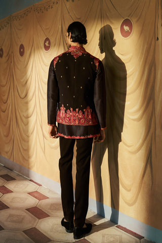 Chinaré black bundi and kurta set