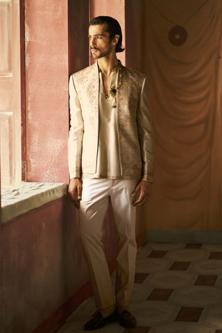 Virdan short open jacket, kurta and pant set