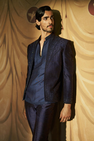 Siyahi short open jacket, shirt and pant set