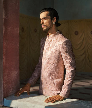 Virehn peach sherwani set