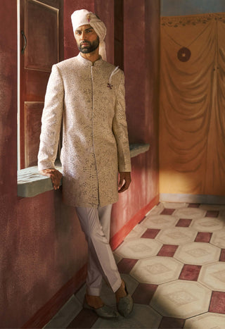 Arosh pearl white sherwani set