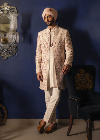 Serenelle bright white sherwani set
