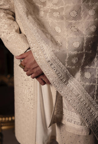 Ivaryn cloud white sherwani set