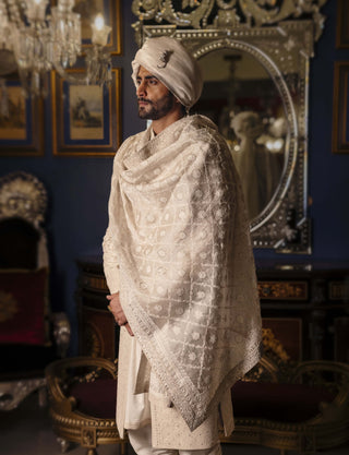 Ivaryn cloud white sherwani set