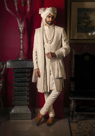 Ivaryn cloud white sherwani set