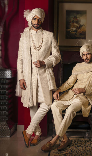 Ivaryn cloud white sherwani set
