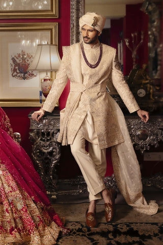 Solair blush embroidered sherwani set