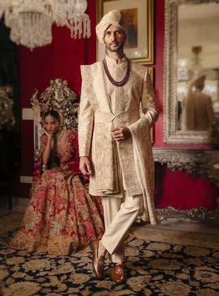 Solair blush embroidered sherwani set