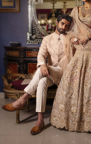 Rosair soft pink sherwani set