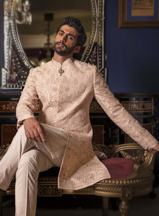 Rosair soft pink sherwani set
