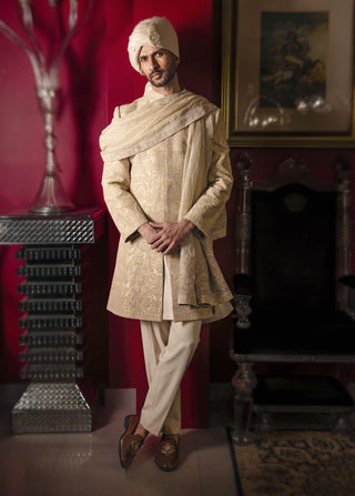 Auralis fog green sherwani set