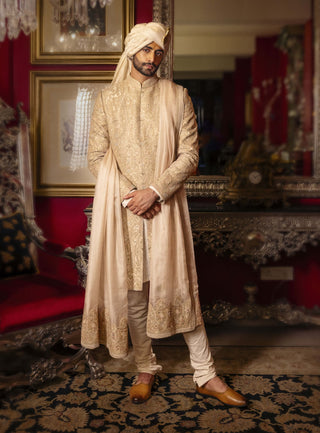 Sirocco champagne pink embroidered sherwani set