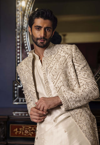 Mistvale frosted mint sherwani set