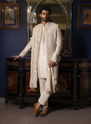 Mistvale frosted mint sherwani set