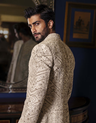 Mistvale frosted mint sherwani set