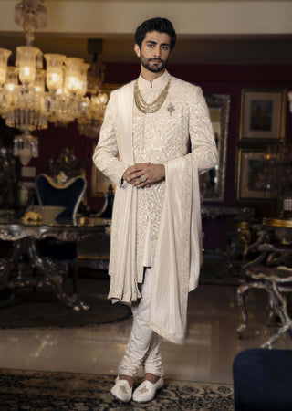 Orvain unicorn silver sherwani set