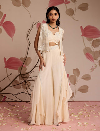 Ivory embellished jacket with choli and sharara