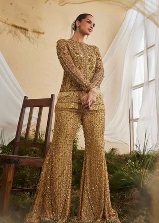 Golden poppy jacket and sharara set