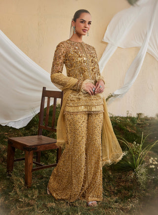 Golden poppy jacket and sharara set