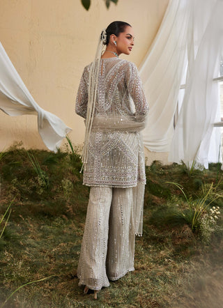 Sweet pea silver embroidered kurta and sharara set