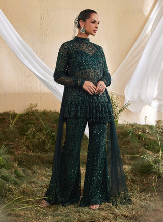 Nigella deep emerald green sharara set