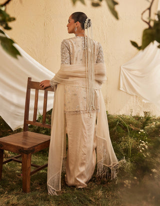 Glimmer ivory kurta and draped skirt set