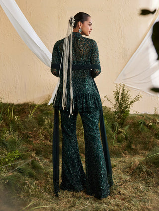 Nigella deep emerald green sharara set