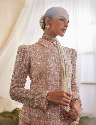 Peach rose jacket and skirt set