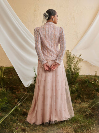 Peach rose jacket and skirt set