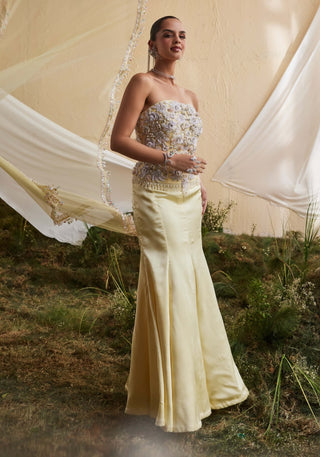 Marigold pastel yellow corset and skirt set