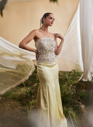 Marigold pastel yellow corset and skirt set