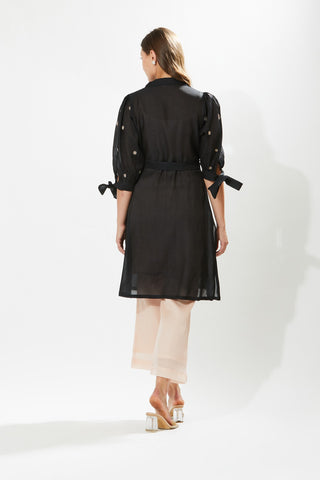 Meadow-Moonflower Black Tunic And Pant Set-INDIASPOPUP.COM