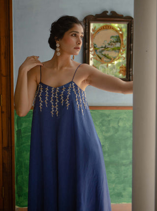 Ease-Blue Flared Jumpsuit-INDIASPOPUP.COM