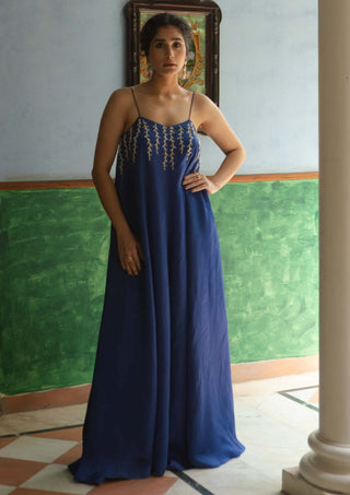 Ease-Blue Flared Jumpsuit-INDIASPOPUP.COM