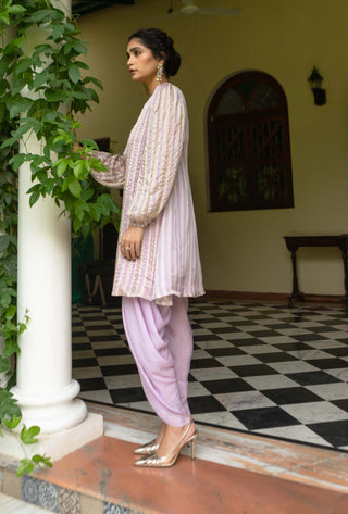 Ease-Lavender Stripes Kurti And Dhoti-INDIASPOPUP.COM