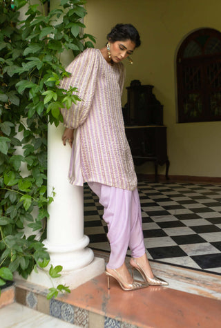 Ease-Lavender Stripes Kurti And Dhoti-INDIASPOPUP.COM