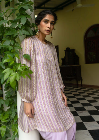 Ease-Lavender Stripes Kurti And Dhoti-INDIASPOPUP.COM