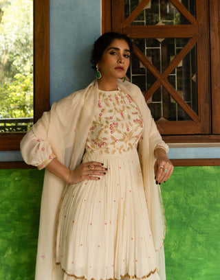 Ease-Off-White Peplum And Dhoti Set-INDIASPOPUP.COM