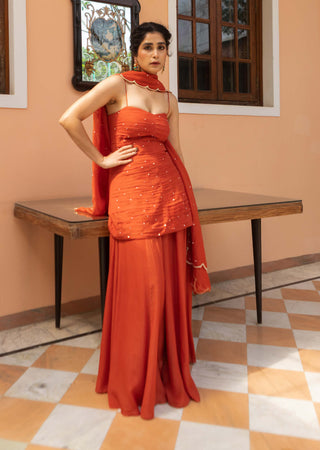 Ease-Rust Peplum Sharara Set-INDIASPOPUP.COM