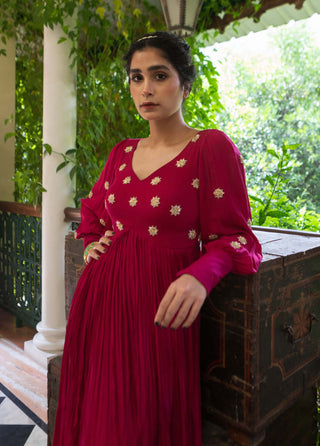 Ease-Magenta Pink Anarkali And Dupatta-INDIASPOPUP.COM