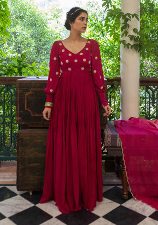 Ease-Magenta Pink Anarkali And Dupatta-INDIASPOPUP.COM